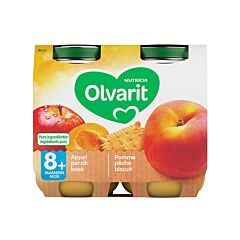 Olvarit Pomme-Pêche-Biscuit 8m+ 2x200g
