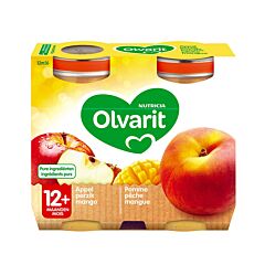 Olvarit Pomme Pêche Mangue 12m+ 2x200g
