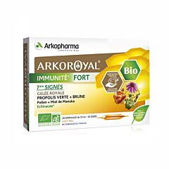 Arkopharma ArkoRoyal Immunité Fort Bio Gelée Royale Propolis Verte + Brune 20 Ampoules x 10ml