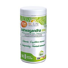 Be-Life Ashwagandha 5000 Bio Détente & Equilibre Mental 90 Gélules Végétales