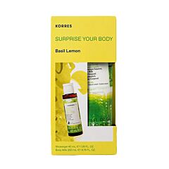 Korres Basilic-Citron Coffret Cadeau Surprise Your Body: Lait Corps 200ml + GRATUIT Gel Douche 40ml