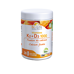 Be-Life Vitamines K2 + D3 1000 Fixation du Calcium 30 Gélules
