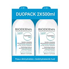Bioderma Hydrabio H2O Solution Micellaire Peaux Sensibles Déshydratées Flacon PROMO  2x500ml