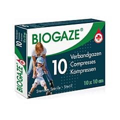 Biogaze Steriele Verbandgazen 10x10cm 10 Stuks