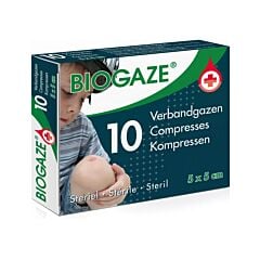 Biogaze Compresses Imprégnées Stériles 5cmx5cm 10 Pièces