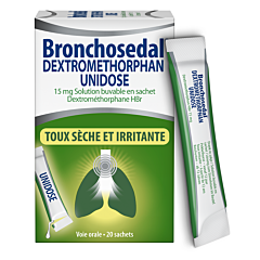 Bronchosedal Dextromethorphan Unidose Toux Sèche & Irritante 20 Sachets