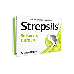 Strepsils Citron Sans Sucre Maux de Gorge 36 Pastilles à Sucer