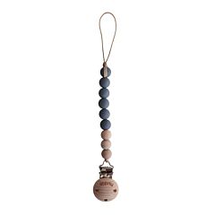 Mushie Attache-Sucette Cleo Iron Bois & Bleu Foncé 1 Pièce