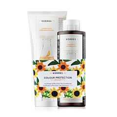 Korres Tournesol & Thé de Montagne Kit de Protection Cheveux Colorés: Après-Shampooing 200ml + GRATUIT Shampooing 250ml