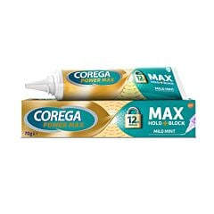 Corega Power Max Hold + Block 12h - Crème Adhésive Prothèse Dentaire - Menthe - 70g