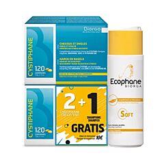 Cystiphane Biorga Haar & Nagels 2x120 Tabletten + Ecophane Biorga Ultrazachte Shampoo 200ml