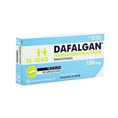 Dafalgan Pédiatrique 150mg Enfants 10 à 15kg 12 Suppositoires