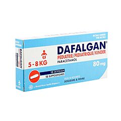 Dafalgan Pédiatrique 80mg Bébés 5 à 8kg 12 Suppositoires