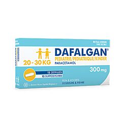 Dafalgan Pédiatrique 300mg Enfants 20 à 30kg 12 Suppositoires