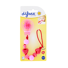 Difrax Attache-Sucette Coeurs Roses 1 Pièce