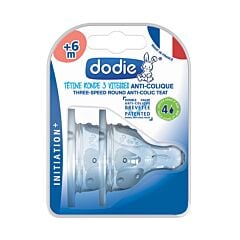 Dodie Initiation+ Anti-Koliek Speen 6M+ / 3 Snelheden / Debiet 4 / 2 Stuks