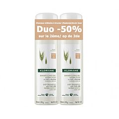 Klorane Shampooing Sec Extra-Doux au Lait d'Avoine Cheveux Bruns Spray 2x150ml PACK PROMO 2ème -50%