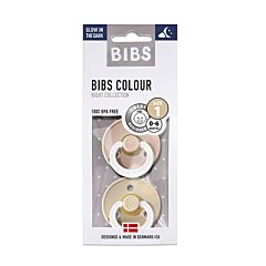 Bibs Glow In The Dark Sucettes 0-6m Vanilla/Blush 2 Pièces