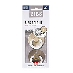 Bibs Glow In The Dark Sucettes 0-6m Vanilla/Oak 2 Pièces