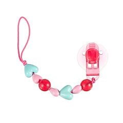 Difrax Attache-Sucette Coeurs Roses 1 Pièce