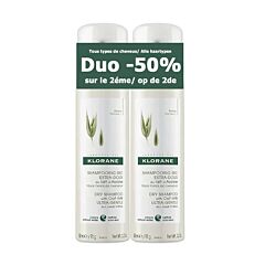 Klorane Shampooing Sec Extra-Doux au Lait dAvoine Spray 2x150ml PACK PROMO 2ème -50%