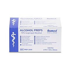 Romed Petites Lingettes Désinfectantes Imprégnées d'Alcool 100 Pièces