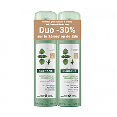 Klorane Getinte Droogshampoo Brandnetel Bruin Haar Duopack 2x150ml - PROMO 2de -30%