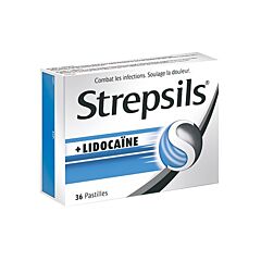 Strepsils + Lidocaïne Maux de Gorge 36 Pastilles à Sucer