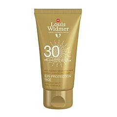Louis Widmer Sun Protection Face Crème Visage Anti-Âge IP30 Sans Parfum Tube 50ml