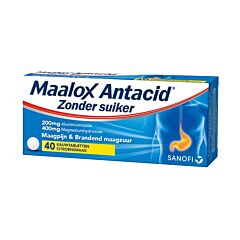 Maalox Antacid Suikervrij - Citroen 40 Kauwtabletten