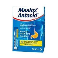 Maalox Antacid Goût Citron 230mg/400mg par 4,3ml de Suspension Buvable 20 Sachets