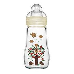 MAM Feel Good Glazen Zuigfles 260ml - 0+M - Vogelhuisje - 1 Stuk
