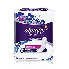 Always Discreet Serviettes Fuites Urinaires Maxi Night 12 Pièces