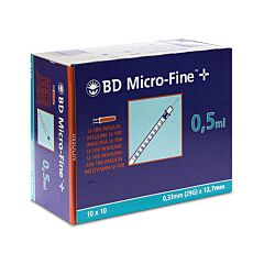 BD Micro-Fine+ Seringue Insuline 0,5ml 29G 12,7mm 100 Pièces