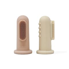 Mushie Baby Tandenborstel Sand/ Blush 2 Stuks 