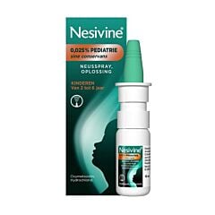 Nesivine 0,025% Pédiatrie Sine Conservans Solution pour Pulvérisation Nasale Enfants de 2 à 6 Ans Spray 10ml