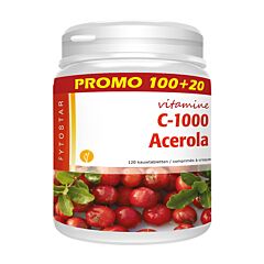 Fytostar Vitamine C-1000 Acerola PROMO 100 Comprimés à Croquer + 20 GRATUITS