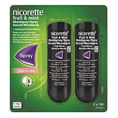 Nicorette Fruit & Mint 1mg/Spray Solution pour Pulvérisation Buccale 150 Doses 2 Pièces