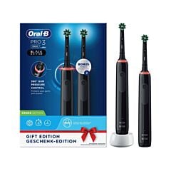 Oral-B Pro 3 3900 Brosse à Dents Electrique Noir Duopack 2 Pièces