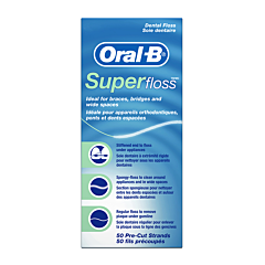 Oral-B Super Floss Fil Dentaire Pré-Découpé Goût Menthe 50 Pièces