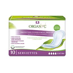 Organyc Serviettes - Fuites Urinaires Extra - 10 Pièces