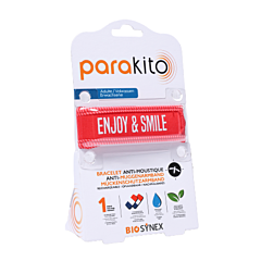 Para'kito Bracelet Anti-Moustique Adulte - Good Vibes Rouge - 2 Recharges - 1 Pièce