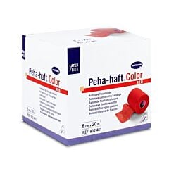 Hartmann Peha Haft Color Latexfree Cohesieve Fixatiezwachtel Rood - 8cmx20m - 1 Stuk