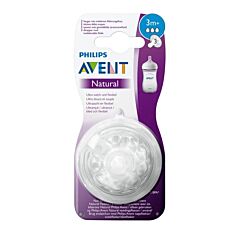 Philips Avent Natural Zuigspeen 3M+ -  Gemiddelde Stroomsnelheid - 2 Stuks 