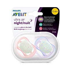 Philips Avent Fopspeen Ultra Air Night 0-6 Maanden - Roze/Paars - 2 Stuks