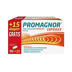 Promagnor Magnesium 450mg Promo 90 + 15 Capsules GRATIS