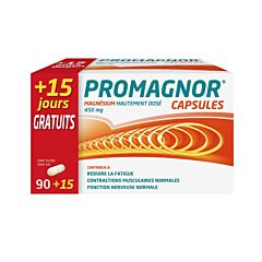 Promagnor Magnésium 450mg - PROMO 90 + 15 Gélules GRATUITES