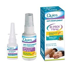 Quies Tegen Snurken Bi-Pack Mondspray Honing-Citroen 70ml + Neusspray Den-Eucalyptus 15ml