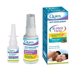 Quies Anti-Ronflement Bi-Pack Spray Buccal Miel-Citron 70ml + Spray Nasal Pin-Eucalyptus 15ml