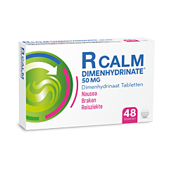 R Calm Dimenhydrinaat - Misselijkheid/Braken/Reisziekte - 48 Tabletten